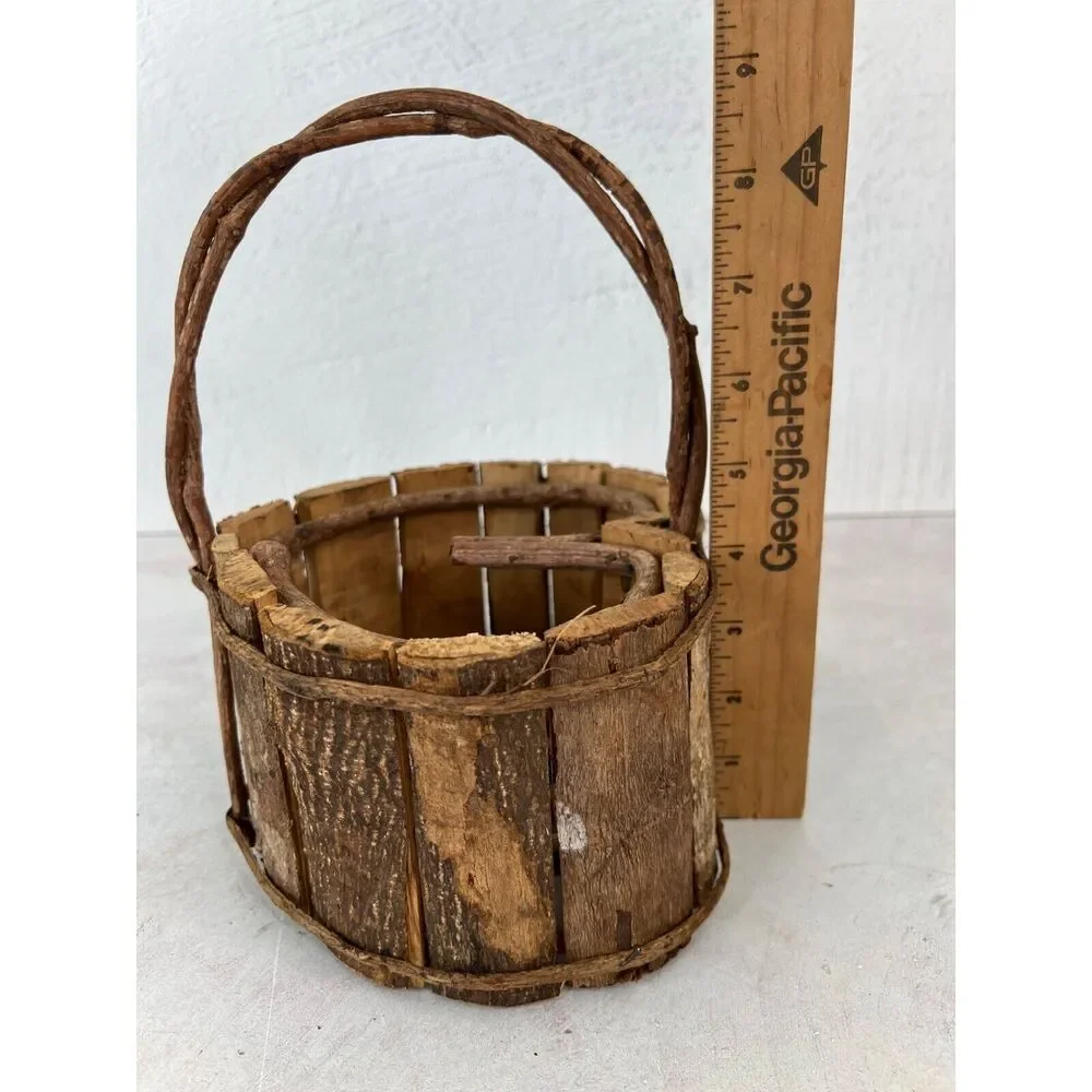 Rustic Wooden Heart-Shaped Basket With Handle‎